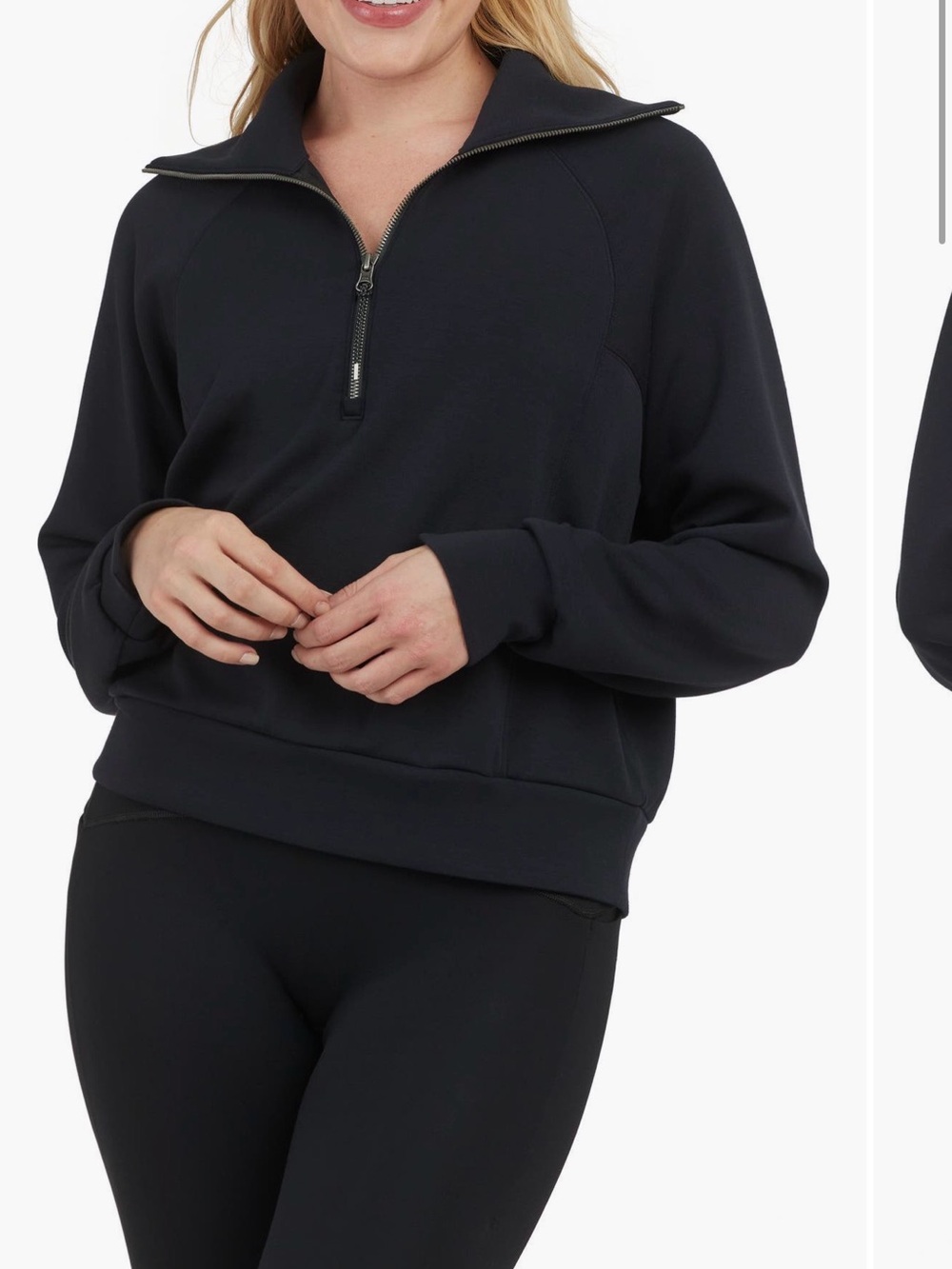 Spanx AirEssentials Black Half-Zip Pullover Sweatshirt